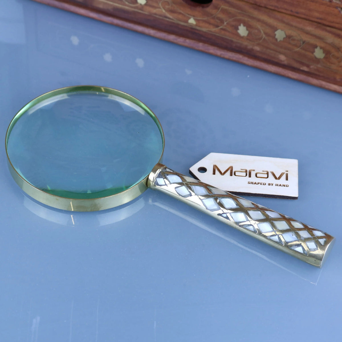 Zuari Brass Magnifying Glass Mother of Pearl