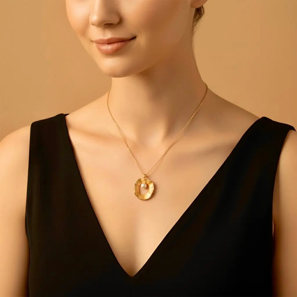 - Sea & Moon Medium Necklace, Sterling Silver with Gold Plate