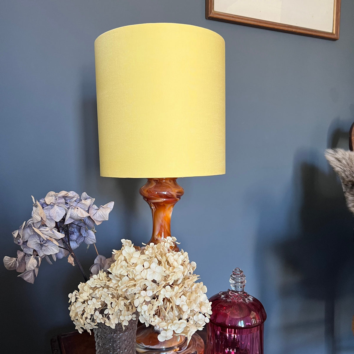 Lemon Cotton Drum Lampshade | Handmade Ceiling Light Shade | Bespoke UK