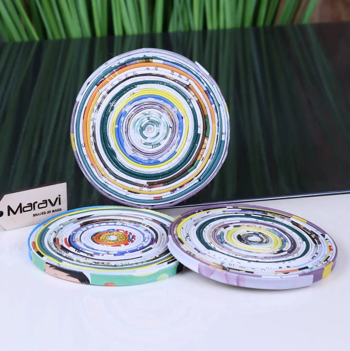 Kauli Set of 3 Recycled Coasters Magazine Paper