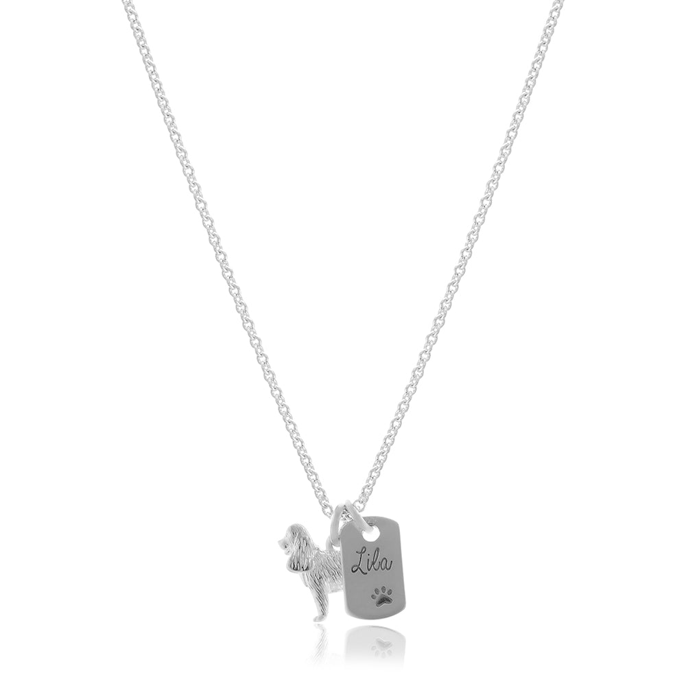 King Charles Spaniel Personalised Silver Dog Tag Necklace