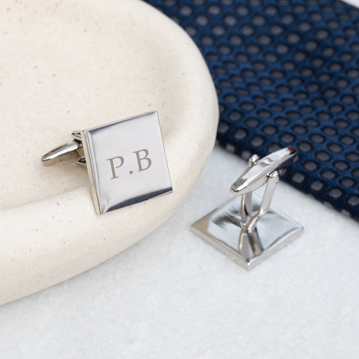 Personalised Silver Plated Square Cufflinks