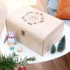 Personalised Christmas Eve Chest With Mistletoe Wreath