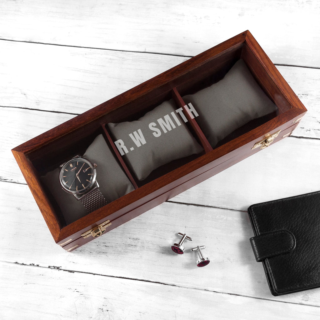 Personalised 3 Piece Wooden Watch Box