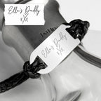 Personalised Handwriting Men's Black Leather Bracelet