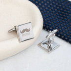 Personalised Silver Moustache Cufflinks