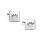 Personalised Silver Moustache Cufflinks