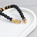 Personalised Men's Golden Skull Beaded Bracelet