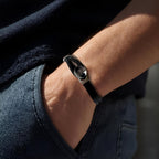 Personalised Men's Black Braided Button Bracelet - Best Dad
