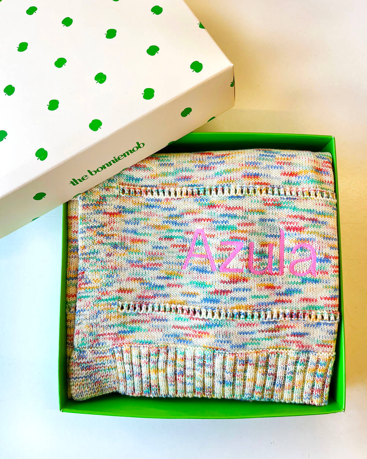 Personalised Knitted Baby Blanket, Space Dye - Merry
