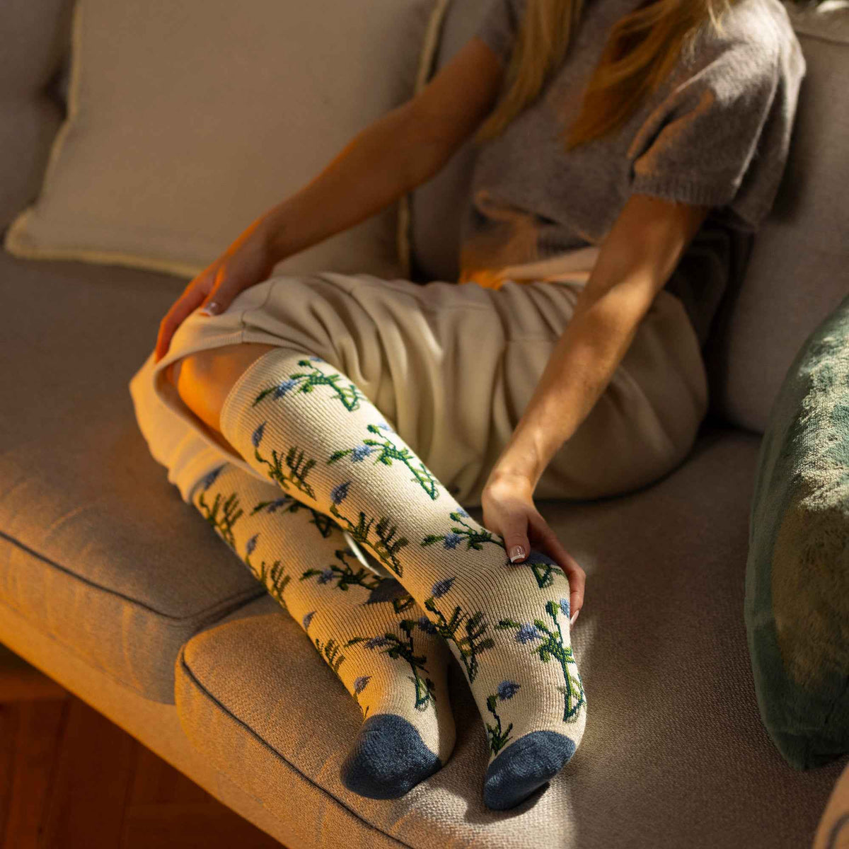 RHS Long Wellington Boots Socks For Women | Floral Welly Socks