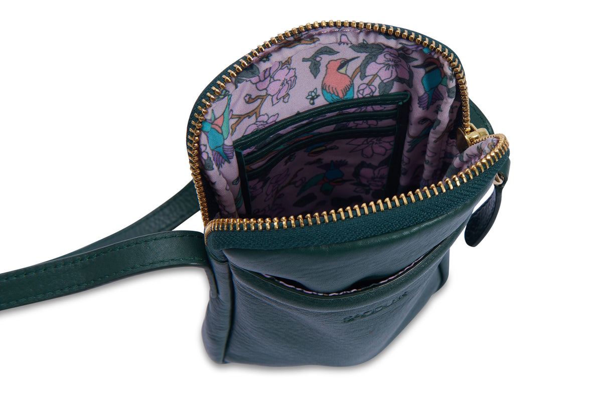 SADDLER "Margot" Real Leather Crossbody Zip Top RFID Phone Pouch - Gift Boxed