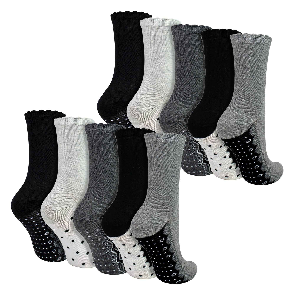 10 Pairs Ladies Lace Effect Footbed Socks - Soft Cotton Rich Everyday Socks