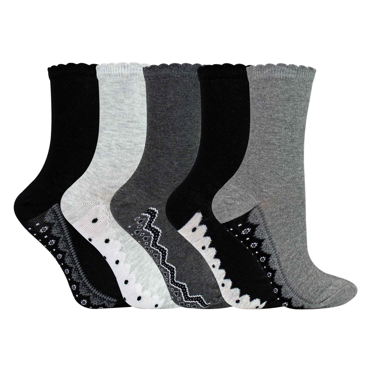 10 Pairs Ladies Lace Effect Footbed Socks - Soft Cotton Rich Everyday Socks