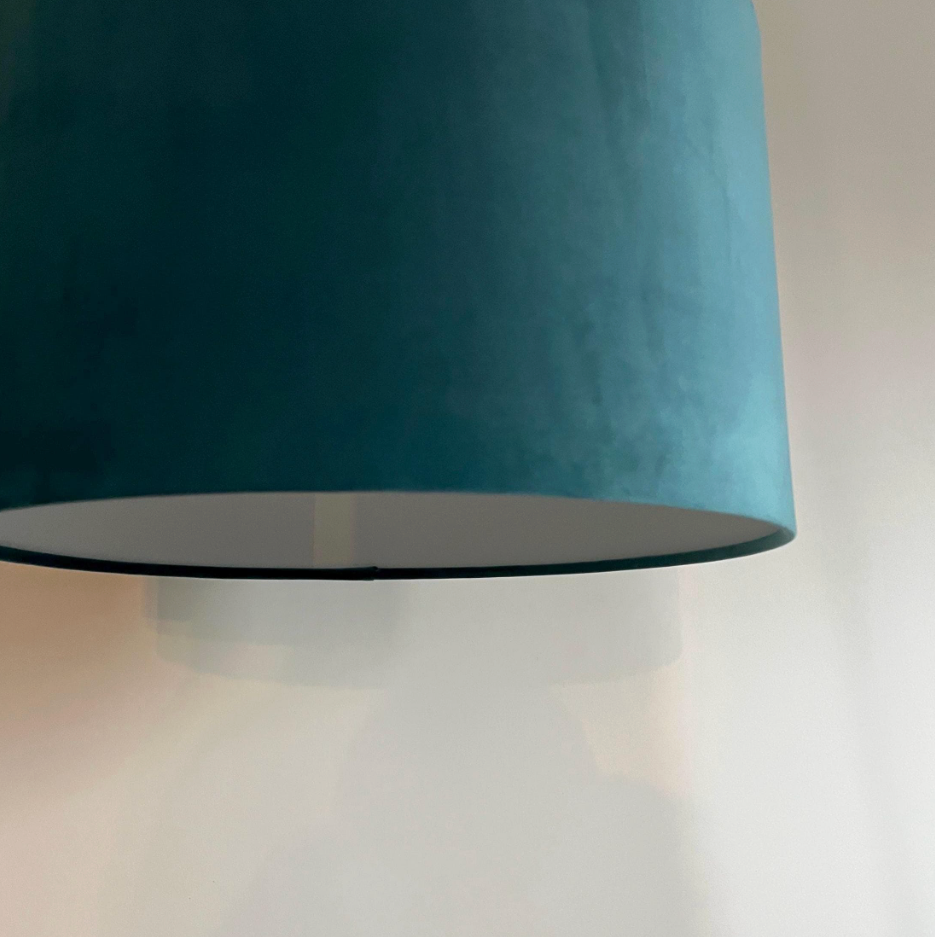 Teal Velvet Drum Lampshade | Handmade Ceiling Light Shade | Bespoke UK