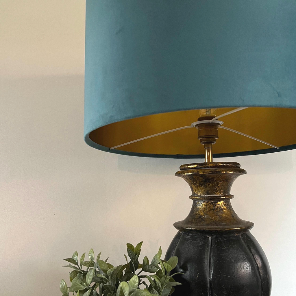Teal Velvet Drum Lampshade | Handmade Ceiling Light Shade | Bespoke UK