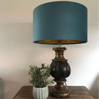 Teal Velvet Drum Lampshade | Handmade Ceiling Light Shade | Bespoke UK