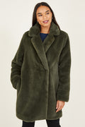 Yumi Green Faux Fur Coat