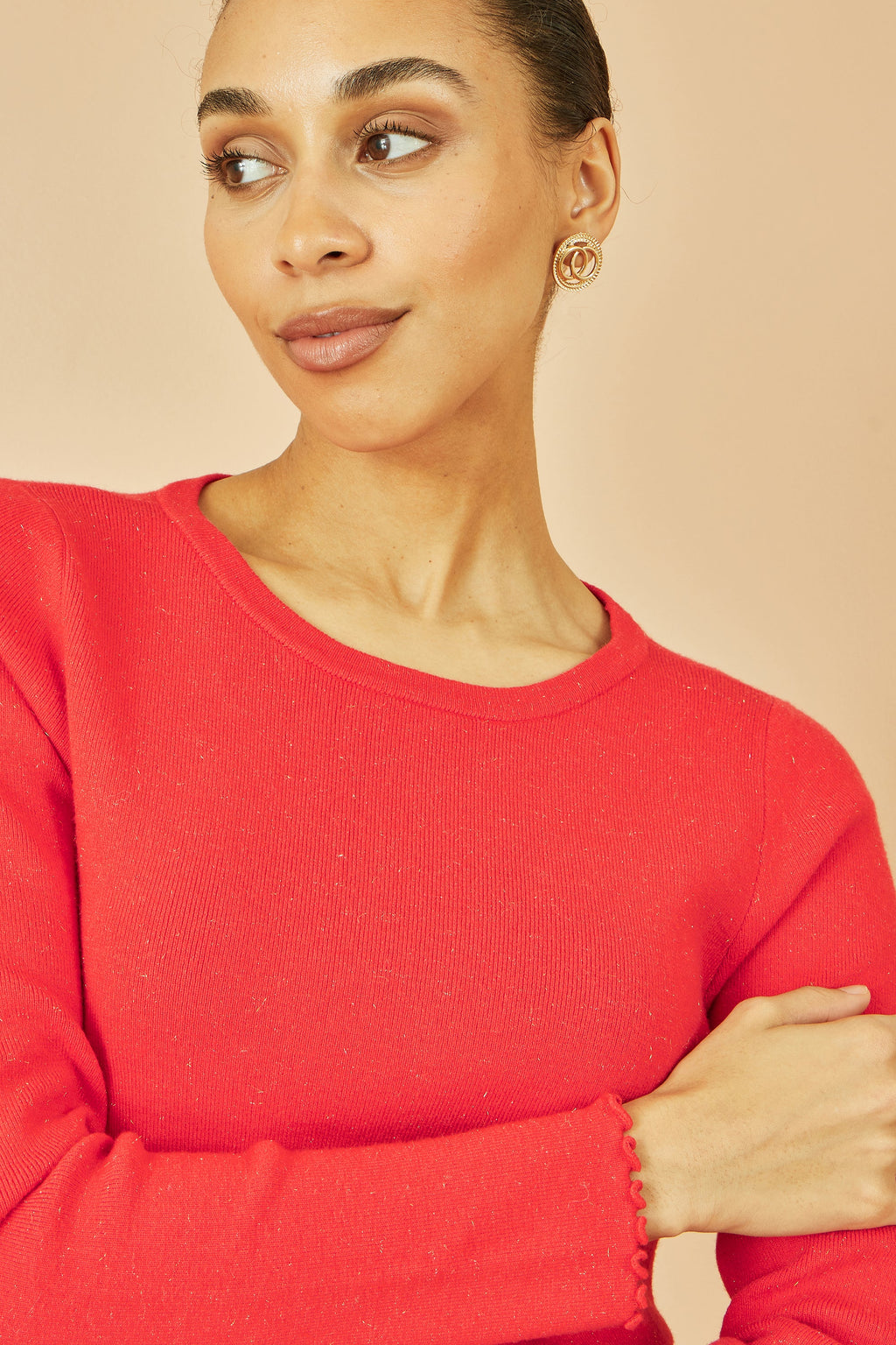 Yumi Red Sparkle Knit Jumper