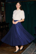 Yumi Navy Diamonte Tulle Midi Skirt