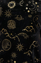 Yumi Black Cosmic Foil Print Midi Dress