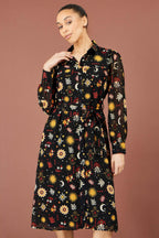 Yumi Black Cosmic Midi Shirt Dress