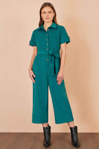 Yumi Teal Cord Relaxed Jumpsuit