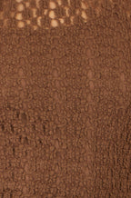 Yumi Brown High Neck Lace Midi Dress