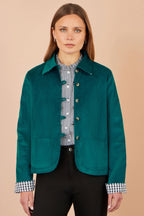 Yumi Teal Cord Reversible Gingham Jacket