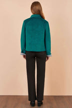 Yumi Teal Cord Reversible Gingham Jacket