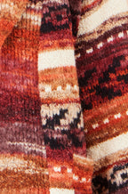 Yumi Orange Stripe Fairisle Soft Wrap Cardigan