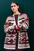 Yumi Multicolour Aztec Boucle Open Cardigan