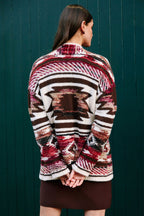 Yumi Multicolour Aztec Boucle Open Cardigan