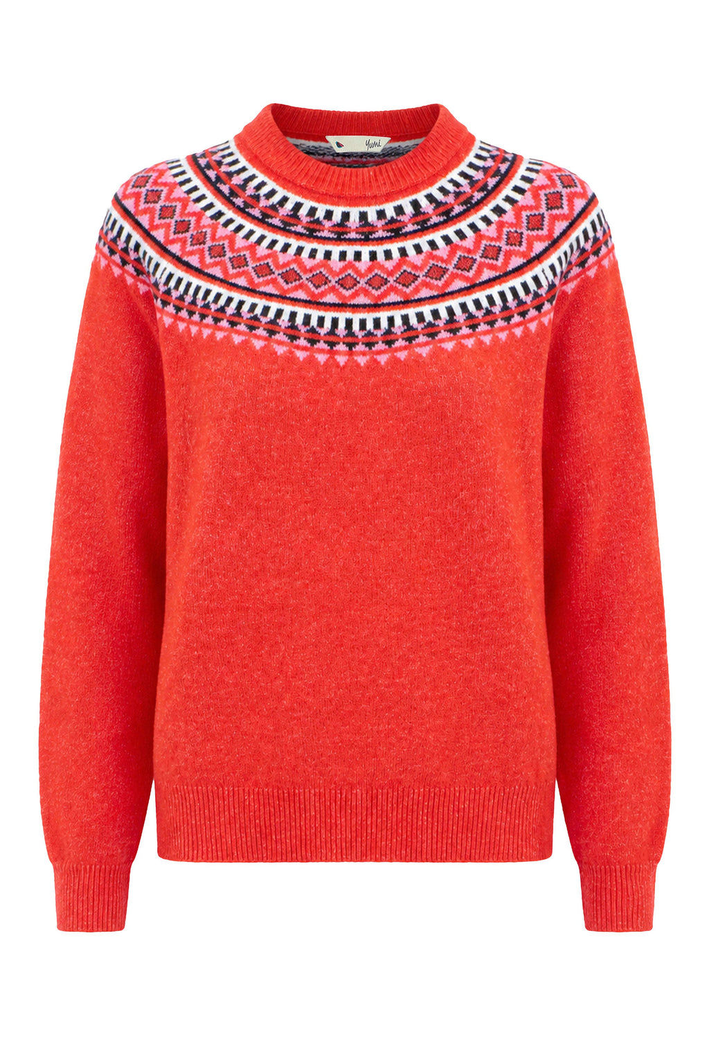 Yumi Red Relaxed Fairisle Jumper
