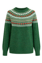 Yumi Green Relaxed Fairisle Jumper