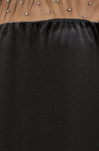 Yumi Black Velvet Mesh Embellished Top
