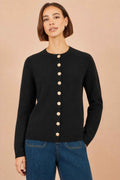 Yumi Black Knitted Fitted Peplum Cardigan