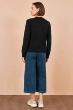 Yumi Black Knitted Fitted Peplum Cardigan