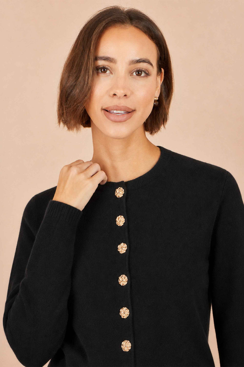 Yumi Black Knitted Fitted Peplum Cardigan