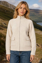 Yumi Oatmeal Zip Up Cardigan