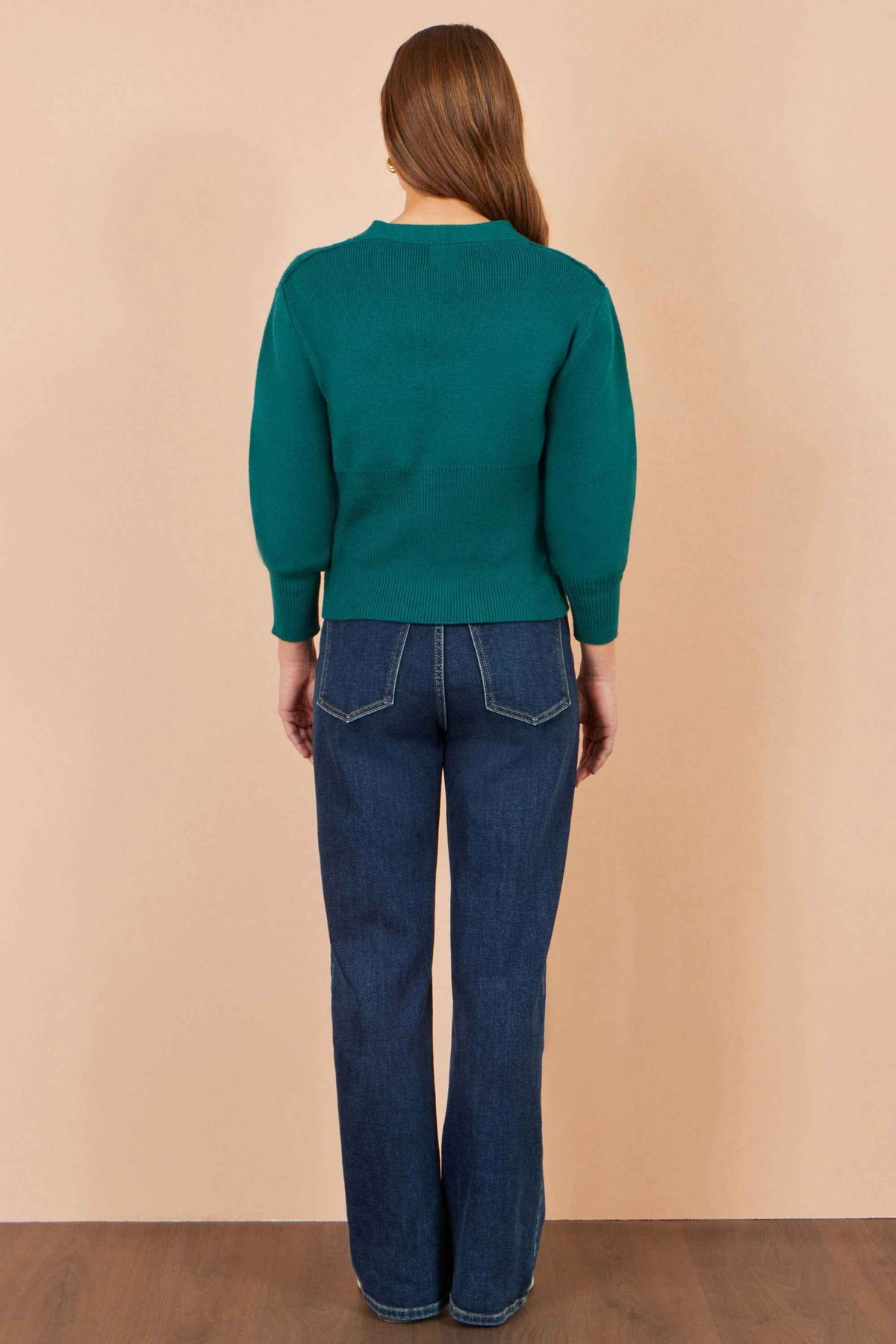 Yumi Teal Knitted Button Cardigan