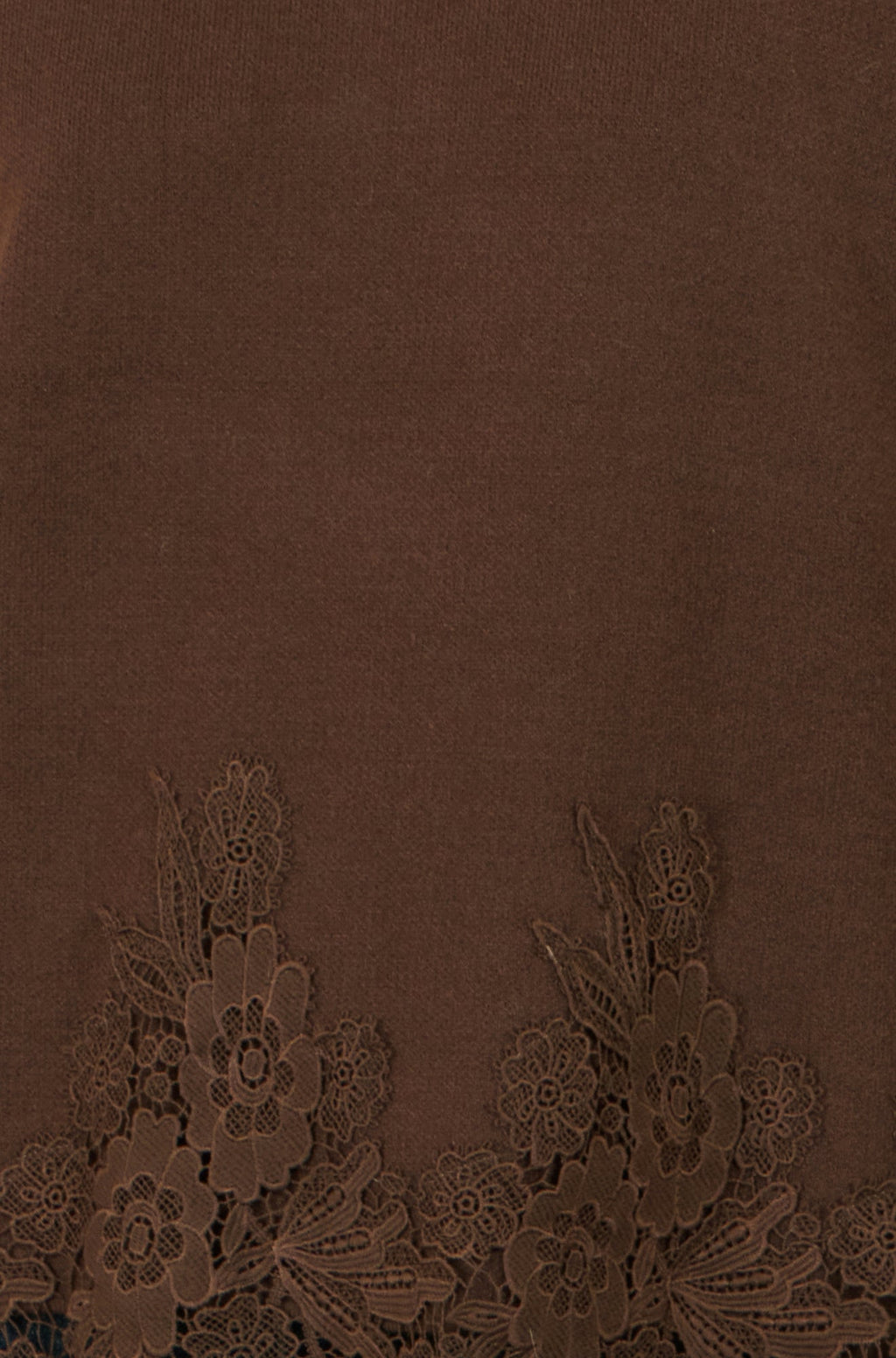 Yumi Brown Viscose Relaxed Jumper With Lace Trim