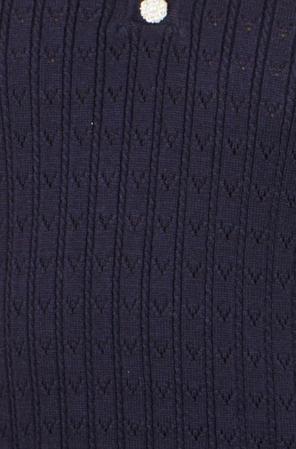 Yumi Navy Viscose Knitted Midi Dress With Buttons
