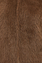 Yumi Brown Eyelash Zip Knitted Jacket