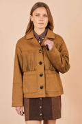 Yumi Brown Faux Suede Tassel Jacket