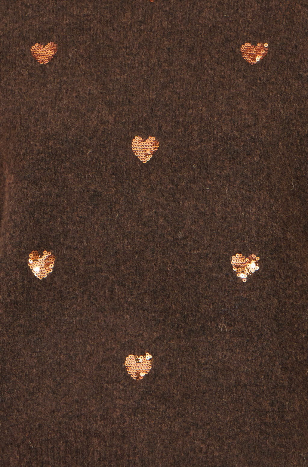 Yumi Brown Sequin Heart Relaxed Jumper