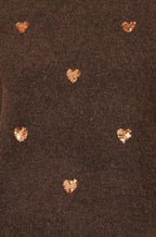 Yumi Brown Sequin Heart Relaxed Jumper