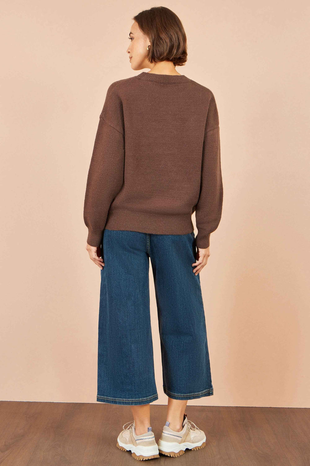 Yumi Brown Teddy Bear Relaxed Jumper