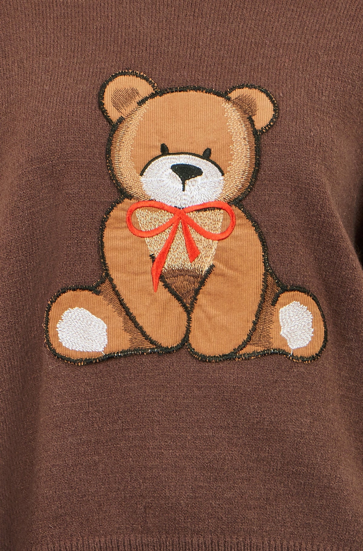 Yumi Brown Teddy Bear Relaxed Jumper