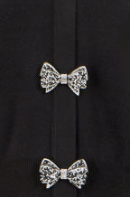 Yumi Black Sparkle Bow Cardigan